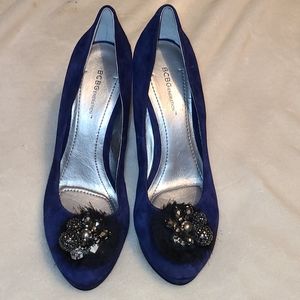 BCBGeneration Navy Blue Suede Platform Heels